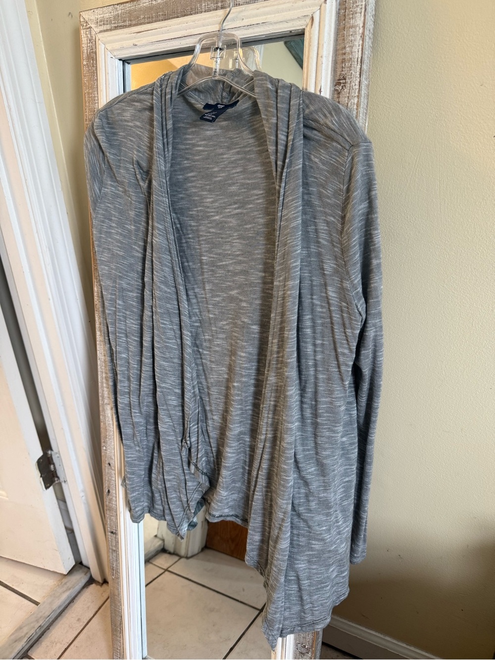 GAP Heather Gray Green Open-Front Draped Cardigan - Picture 5 of 6